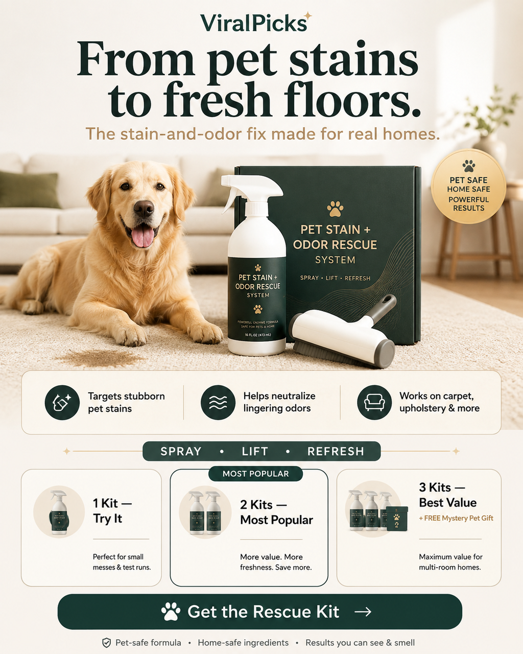 Pawvera Pet Stain + Odor Rescue System